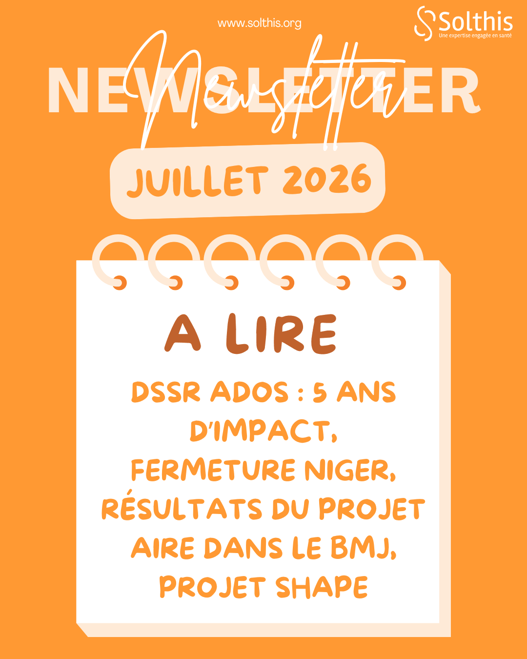 Actualité : Newsletter de juillet